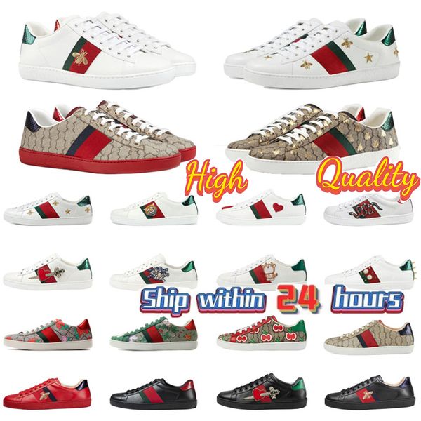 Chaussures de sport de designer Bee Ace Sneakers Baskets basses Baskets pour hommes Chaussures pour femmes Sneaker brodé noir serpent blanc rayures vertes tigre avec boîte de qualité supérieure