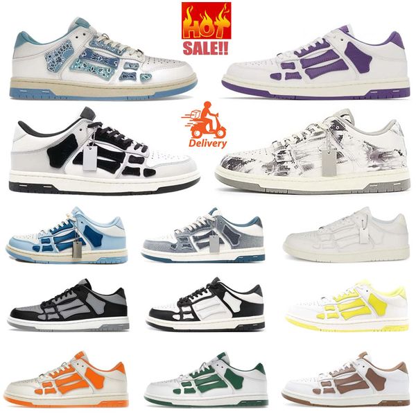 Designer Chaussures décontractées os coureur haut basse squelette femmes hommes baskets rétro noires violet blanc gris vert brun bronz