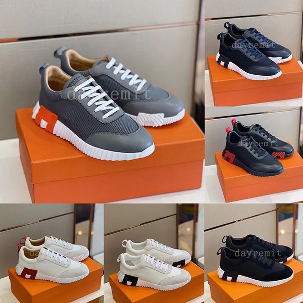 Designer Casual Chaussures Baskets Rebondissantes Baskets En Daim Respirant Patchwork Mesh Chaussure De Course Hommes Bounce Sneaker Semelle En Caoutchouc Antidérapante Entraîneur Plat Avec Boîte