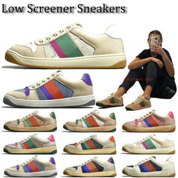 Designer Chaussures Casual Cuir Beurre Beige Ebony Toile Originale Femmes Hommes Baskets Classique Rose Vert Orange Web Effet Vintage Baskets À Talons Bas Made In Italy