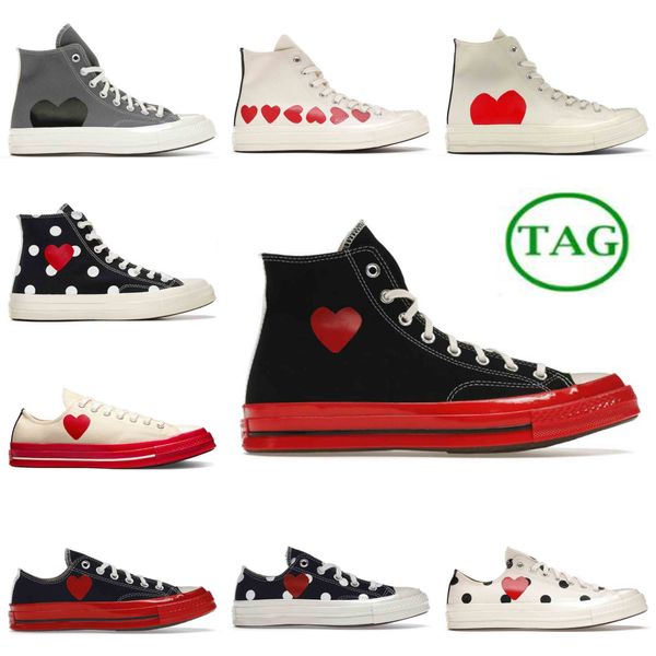 Diseñador de zapatos casuales Zapatillas de deporte de lona 2 estilos Zapatillas de deporte Mujer Hombre Zapato Zapatillas de deporte de moda Corazón versátil Deportes Zapatillas de deporte de alta calidad Polka Negro Amantes cómodos