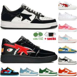 Chaussures décontractées de créateurs pour hommes femmes Sta Sk8 noir blanc cuir verni daim gris vert argent requin rose baskets plate-forme Work Out Walk Casual Star baskets