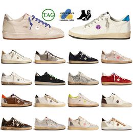 Diseñador zapatos casuales bajo gamuza cuero bola estrella superior moda para mujer para hombre oro brillo entrenadores hecho a mano vintage plata Italia marca mocasines zapatillas de deporte superiores