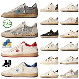 Luxe Lage Designer Casual Schoenen Bal Ster Suede Groothandel Leer Handgemaakte Dames Heren Trainers Goud Glitter Loafers Italië Merk Sneakers Bovenwerk Zilver Vintage