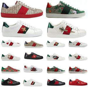 Designer Casual Chaussures Low Femmes Hommes Chaussures Sneaker Chaussure Bee Ace Baskets Serpent Tigre Brodé Blanc Vert Rayures Chaussures Baskets De Marche Baskets Classiques