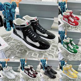 Designer Casual Shoes Men America Cup Sneakers High Top Lederen Trainers Flat Sneaker Black Mesh Vaces-Up Outdoor Runner Shoe