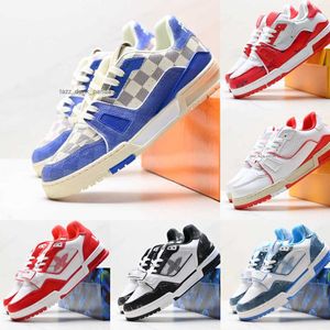 Designer Casual Schoenen Heren Luxe Sneaker Trainer Virgil Kalfsleer Hoge kwaliteit Wit Groen Rood Blauw Letter Overlays Lederen Platform Lage Sport sneaker Aa1