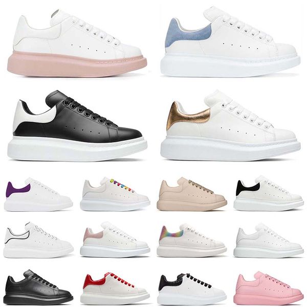 Diseñador de zapatos casuales hombres mujeres moda plataforma zapatillas Rainbow Light Rose Gold Black White cómodo tamaño plano 36-44