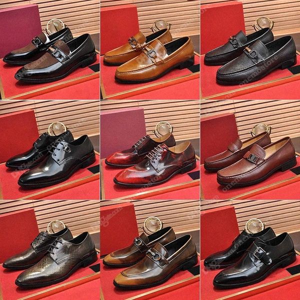 Haute qualité Ferra Gamo Gancini Chaussures habillées Designer Hommes Chaussures d'affaires Mocassins Italien supérieur en cuir de vachette gaufré pour assister à partiiUY4 #