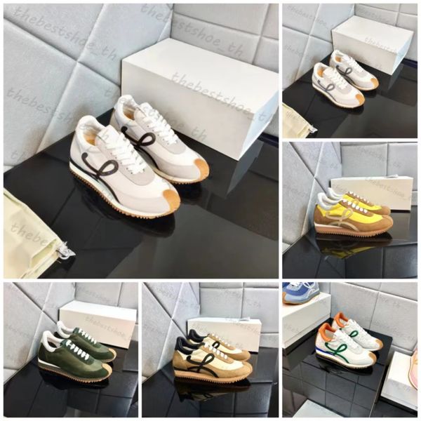 Designer Casual Chaussures Flow Runner Baskets Classiques Hommes Espagnols Appartements Femmes Populaires Polyvalents En Plein Air Doux Voyage Upper Suede Casual Chaussures
