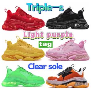 Zapatos casuales de diseñador Paris Triple-s Clear Sole 17FW Triple Negro Blanco Rojo Rosa claro Azul Viejo Papá Hombres Moda Zapatillas de deporte Verde Fondo limpio Plataforma de mujer