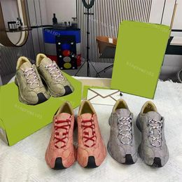 Designer Casual Chaussures Rhyton Sneakers Femmes Formateur Vague Bouche Tigre Web Imprimer Vintage Hommes Chaussures Avec Boîte