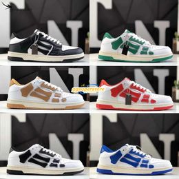 Designer Casual Chaussures Skel Top Low Amirlies Chaussures Bone Cuir Baskets Squelette Bleu Rouge Blanc Noir Vert Gris Hommes Femmes Chaussures De Formation En Plein Air 04