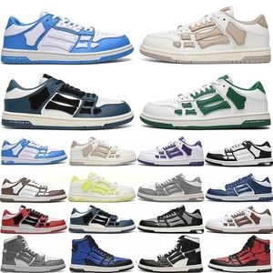 Zapatos casuales de diseñador Skel Top Low Bone Zapatillas de deporte de cuero Esqueleto Azul Rojo Blanco Negro Verde Gris Hombres Mujeres Zapatos de entrenamiento al aire libre 36-45 A18