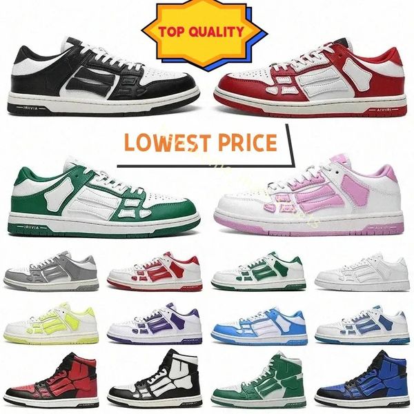 Diseñador zapatos casuales skel superior zapatillas de cuero bajo de hueso esqueleto azul rojo blanco negro verde grises grises mujeres zapatos de entrenamiento al aire libre 36-45 e8