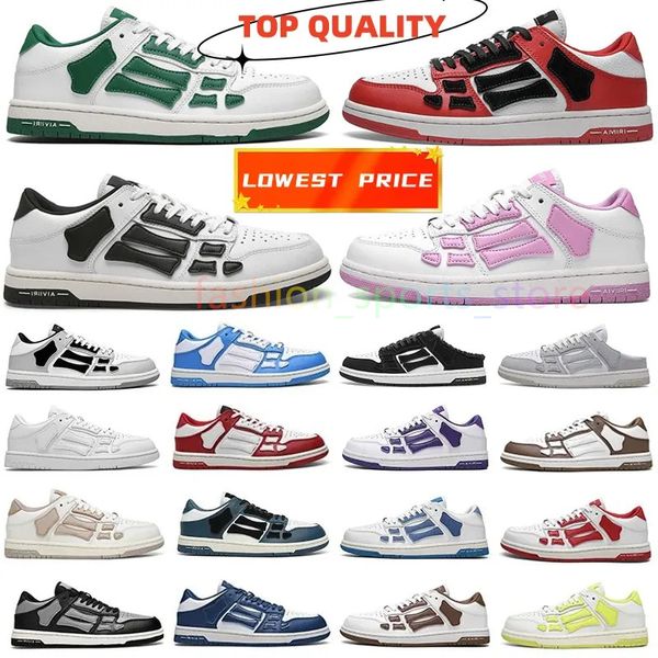 Diseñador zapatos casuales skel superior zapatillas de cuero bajo de hueso esqueleto azul rojo blanco negro verde grises mujeres zapatos de entrenamiento al aire libre 36-45 u6