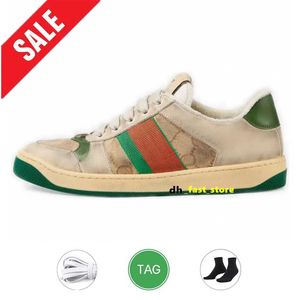 Ontwerper Casual schoenen Vintage reliëf screener sneakers gestreepte dikke platform Sole lederen walk trainers voor heren dames luxe schoen chaussure oude vader