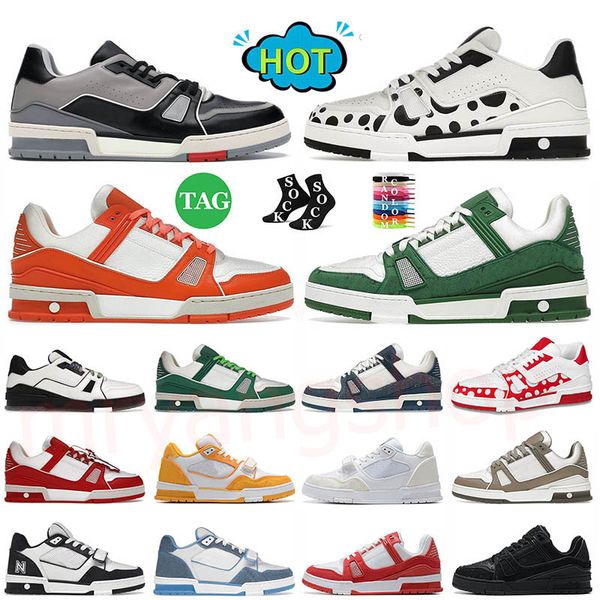 Chaussures de sport de créateurs Virgils Trainer Abloh Baskets pour hommes Femmes dans Luxurys Monogrammes Denim Toile Cuir Abloh Blanc Olive Vert Rouge Bleu Mode Baskets Basses