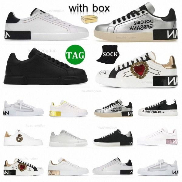 Diseñador Zapatos casuales Blanco Negro Corona Parche Blanco Oro Corazón Plata Hombres Mujeres Z3ar #