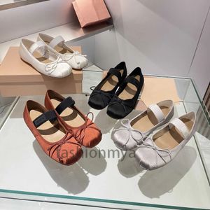 Designer Casual Chaussures Femmes Ballets Chaussures Soie En Cuir Véritable Ballerines Papillon-Noeud Belles Chaussures Bout Carré Noeud Papillon Glisser Sur Le Printemps