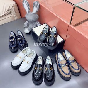 Designer Casual Chaussures Femmes Boucle Mocassins En Cuir De Vachette Chaussures Lady Baskets De Luxe Noir Bas Dames Plate-Forme Baskets