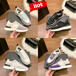 Designer Casual Schoenen Womens cnel 21SS interlocking Suede Lambskin sneakers Paars Grijs Zwart Turquoise Rose Pink Violet voor dames lage lederen mode trainers