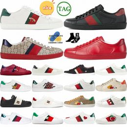 Designer Casual Sneakers Chaussures Ace Band Bee Classic Broidered Snake perforé Interlanche G Red Black Duck Squared Pearl Size R3F1 # #