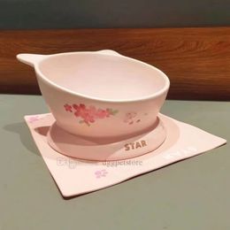 Designer Cat Bowls, verhoogde kattenkommen Anti-braken, gekantelde verhoogde puppykom, keramische huisdiervoedselkom voor katten met een platte katten, kleine honden, Bescherm huisdieren Spine Pink J12