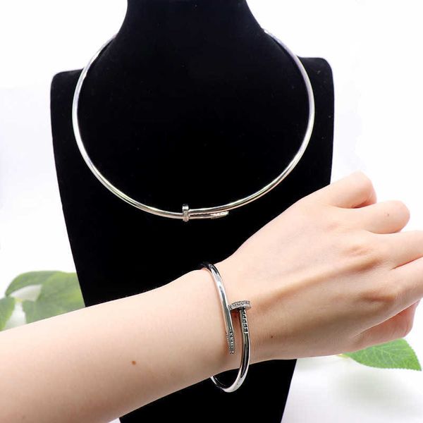 Diseñador Cati Classic Nail Collar pulsera incoloro adorno diamante banda libre Popular gran oferta BPWH 3E84
