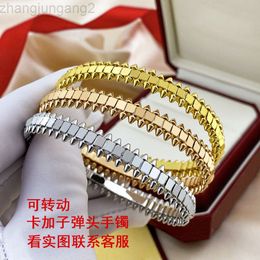 Bracelet Designer Catier Kaga Pyramide de diamants Liuding Bracelet à tête de balle Bracelet rotatif en acier titane Bracelet incolore en or rose