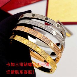 Designer Catier-armband Kaga titanium stalen armband met drie rijen diamanten, brede en smalle editie bezet met diamanten Full Sky Star-ring Roségouden koppelring
