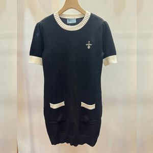 Diseñador Causal Vestido para mujer de punto de verano Camiseta Moda Letras Patrón Vestidos largos Mujer Vestido de manga corta Ropa 5A Calidad