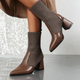 designer causale schoenen voor dames laarzen dikke hakken zwart bruin mode herfst winter dames sok laarsjes outdoor sneakers trainers maat 35-