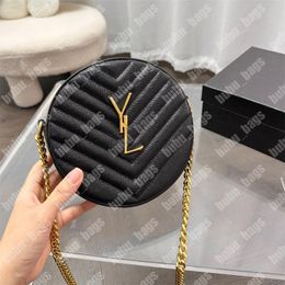 Designer Caviar Shoulder Bags Vinyle Round Women Handtas Fashion Letter Cross Body Bag Vintage Hardware Bag Lady Chain Crossbody With Box