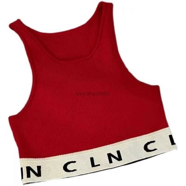 Designer Cel Femmes Débardeurs Été Femmes Tops Tees Top Broderie Sexy Hors Épaule Rouge Casual Sans Manches Chemises Dos Nu Solide Stripe Couleur Gilet UO25