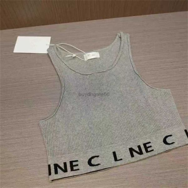 Designer Cel Femmes Débardeurs T-shirts Été Femmes Tops T-shirts Top Broderie Sexy Hors Épaule Gris Casual Sans Manches Dos Nu Top Chemises Solid Stripe Couleur Gilet 383k