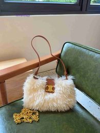 Designer Celins's Tote bags for women online store ZZonline Autumn Winter New Arch Underarm Bag Lamb Hair Plush One Shoulder Crossbody Women With Real Log Logo