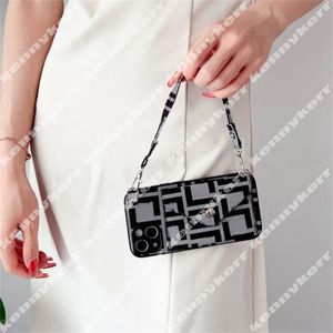 Diseñador de la caja del teléfono celular para el caso de Iphone 14 13 12 11 Cross Body Iphone Case Fashion Women Clip Cases Luxury Mobile Phone Shell