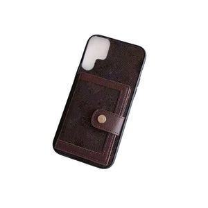 Diseñador Majas de teléfonos celulares Soportes de tarjetas Billeteras para Samsung S24 S23 S22 S21 S20 Plus Note 20 Faredes móviles de cuerpo móvil de cuerpo ultra lujoso Fundas Brown Flower