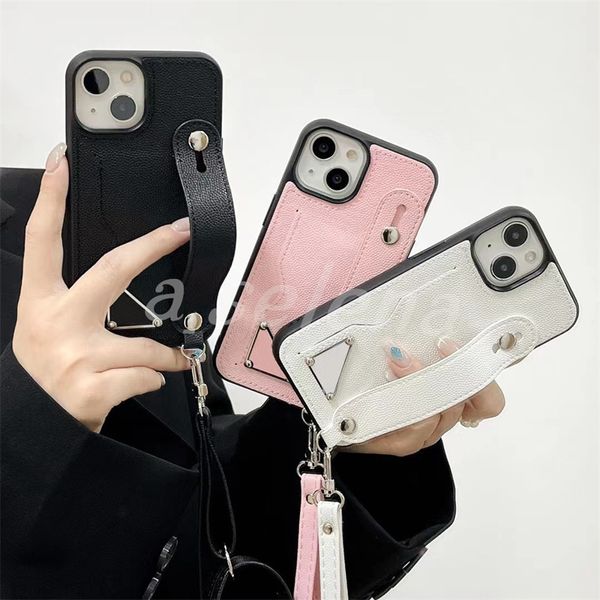 Étuis de téléphone portable de styliste pour iPhone 14 13 12 11 Pro Max, étui de protection à bandoulière à la mode avec porte-carte et poignée