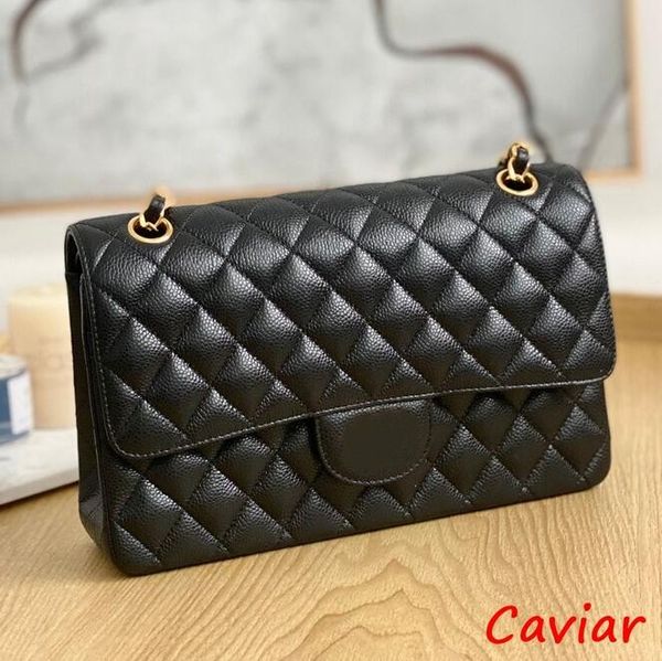 Designer CF Caviar Sacs en peau d'agneau Sac à chaîne Sac à rabat à carreaux Classiques Sac à main à bandoulière Or Argent Diamond Lattice Chaîne Cuir Double Lettre Boucle de couleur unie Messenger