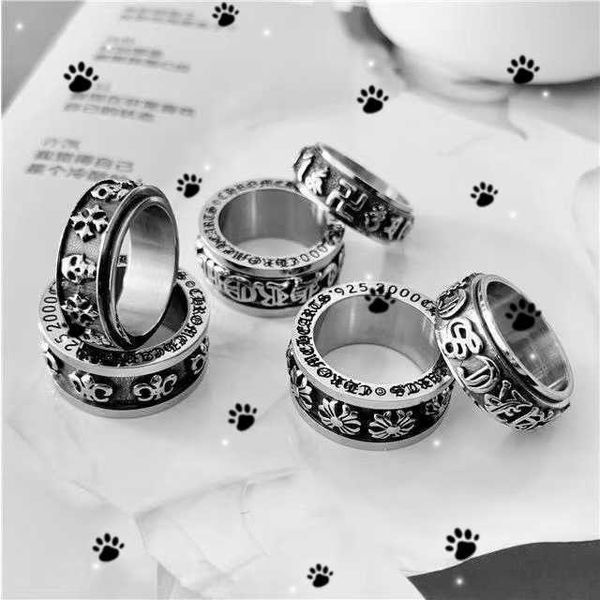 Diseñador CH Cross Chromes Brand Ring for Men Mujeres Unisex Patrón de titanio Joya de moda Heart Heart Heart Rings Rings Lover Gifts Nuevo GCU6