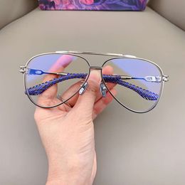 Дизайнерские очки Ch Cross, оправа, хромированные брендовые солнцезащитные очки, очки, большая близорукость, лицо, чистый титан, зеркальная степень, плоское сердце, роскошные высококачественные оправы 2024 Zi8w