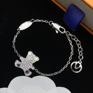 Braceuse de chaîne de créateurs LETTRE Classic Clover Crystal Bear Charm Bracelets 18K Gol