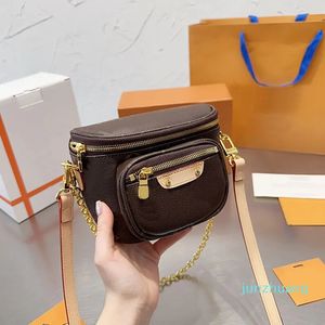 Ontwerper -Keten Cross Body Tas Chest Pack Letter Dames Schoudertassen Zipper Handtassen Gold Hardware Mobiele telefoon Pocket Verwijderbare riem Kleine munt Purse Lady Wallets