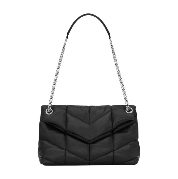 Bolso bandolera con cadena de diseñador, bolsos LOULOU gordos, bolsos de cuero de gran tamaño para mujer, bolsos de hombro acolchados