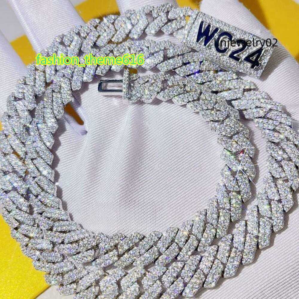 designer chain jewelry necklace chains for men chain 10-14mm moissanite bracelet men silver cuban link chain pass diamond tester GRA VVS moissanite cuban necklace