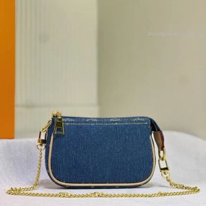 Chaîne de créateur MINI POCHETTE portefeuille sac à main sac en denim classique fleur sac à bandoulière t1