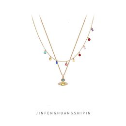 Collier de chaîne de créateurs pour les femmes collier de saturne colorée en couches et élégants