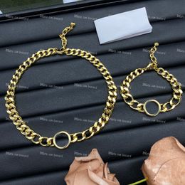 Designer ketting kettingen armbanden sieraden set letters messing koperen ketting armband met geschenkdoos pakket
